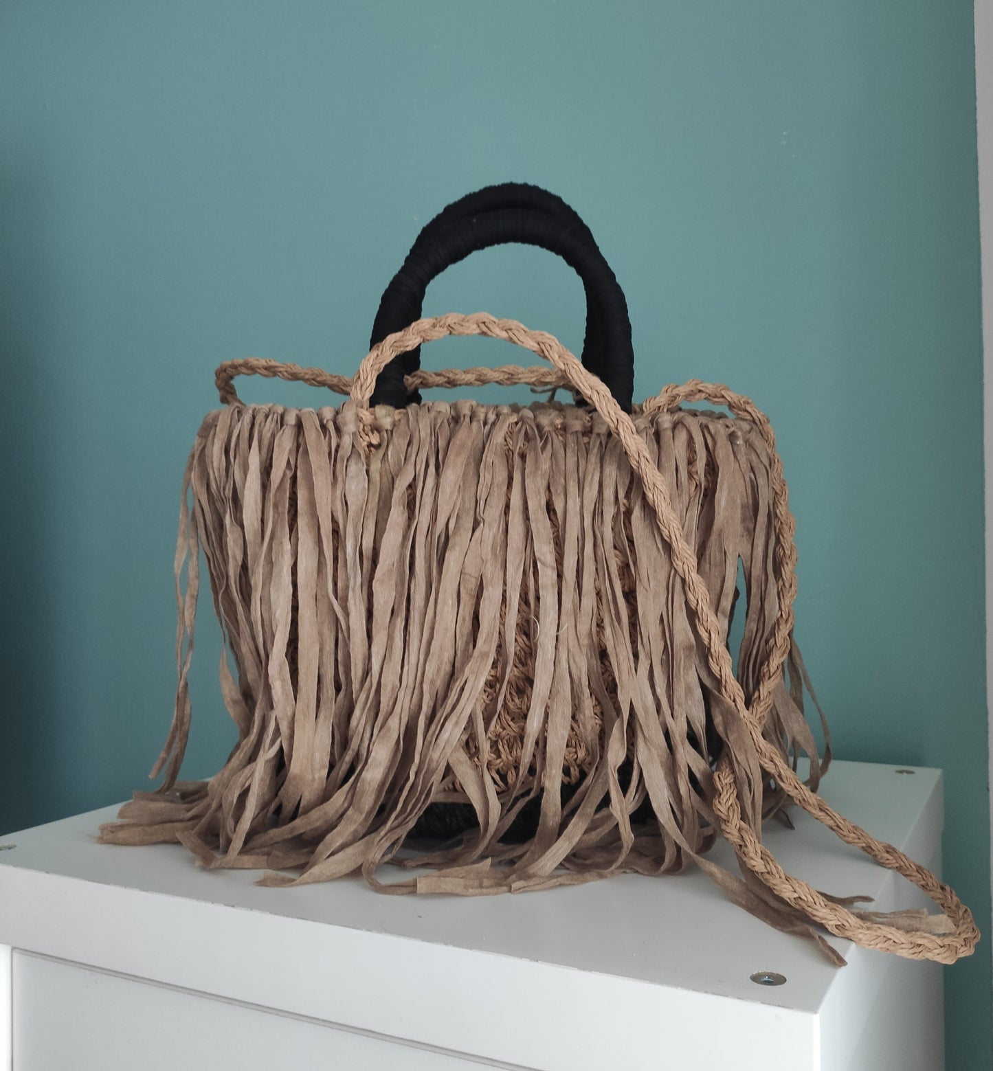 Ibiza Handtasche Boho, Cappuccino/Türkis