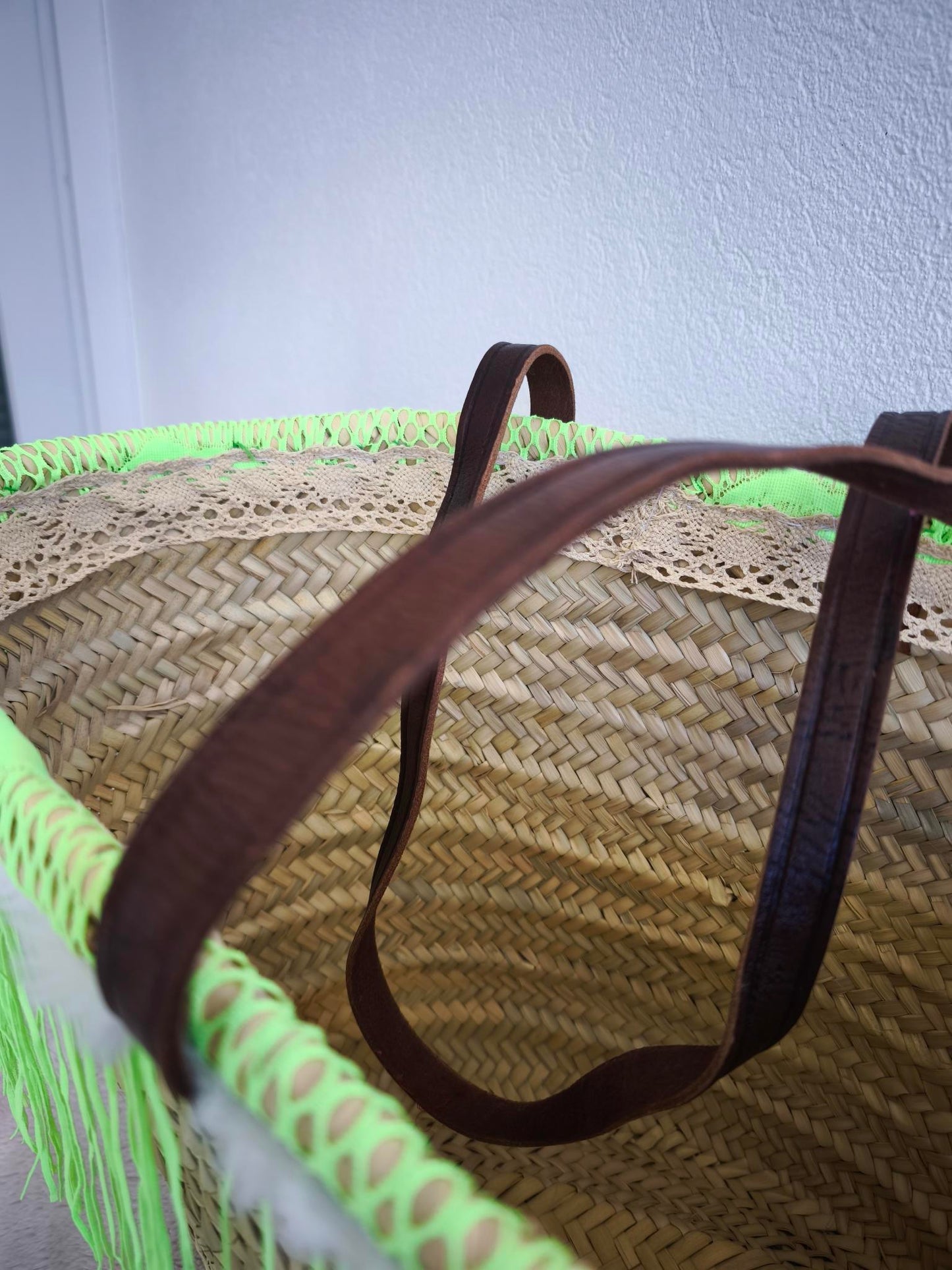 Ibiza Korbtasche Strandtasche XXL Boho Apple Green Hand Made