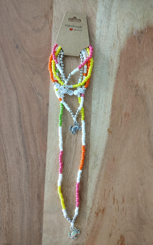 Ibiza Boho Ketten Set 5 tlg. Neon/White Neu
