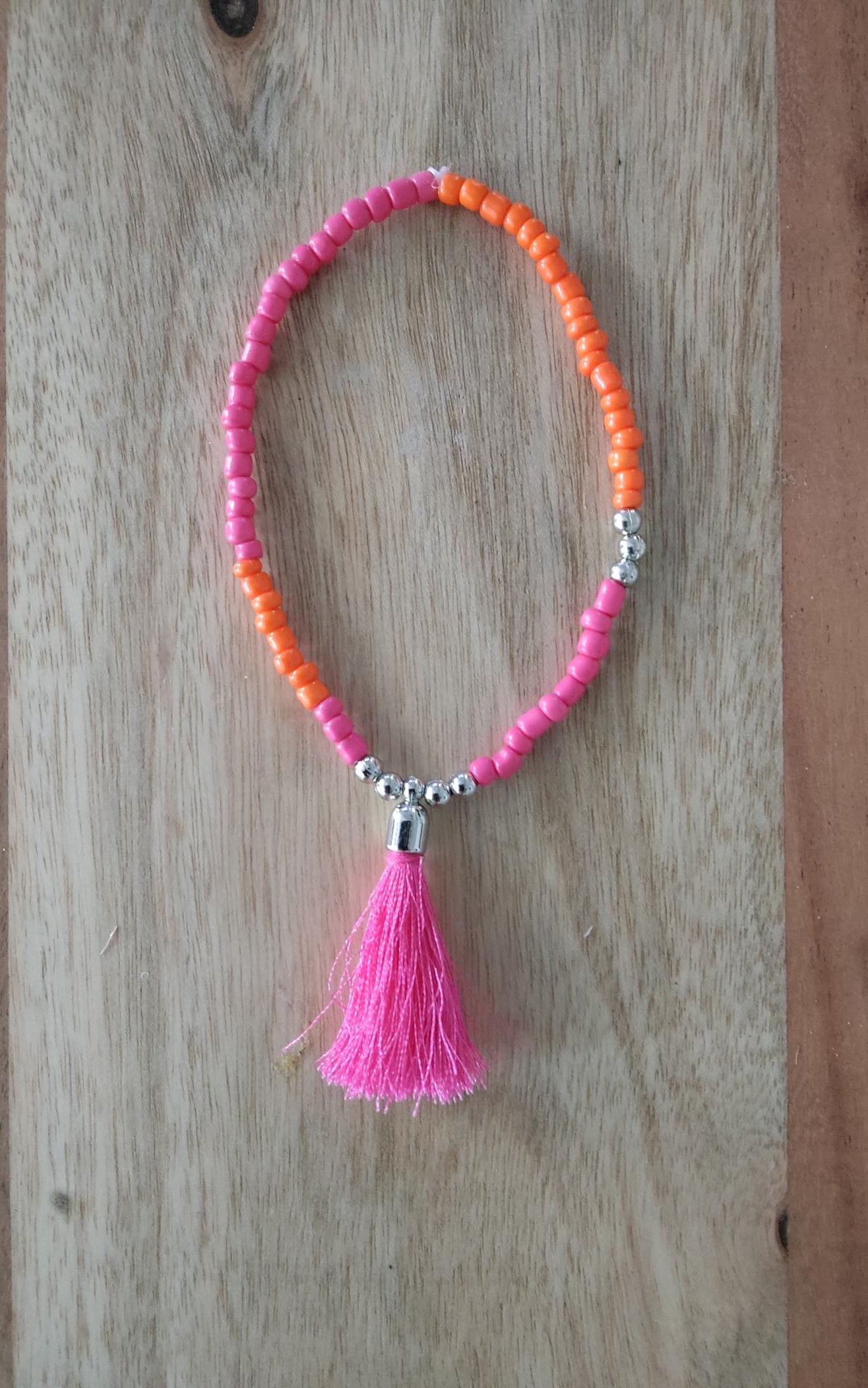 Ibiza Boho Festival Ketten-Set 3 tlg Orange-Pink Hand Made