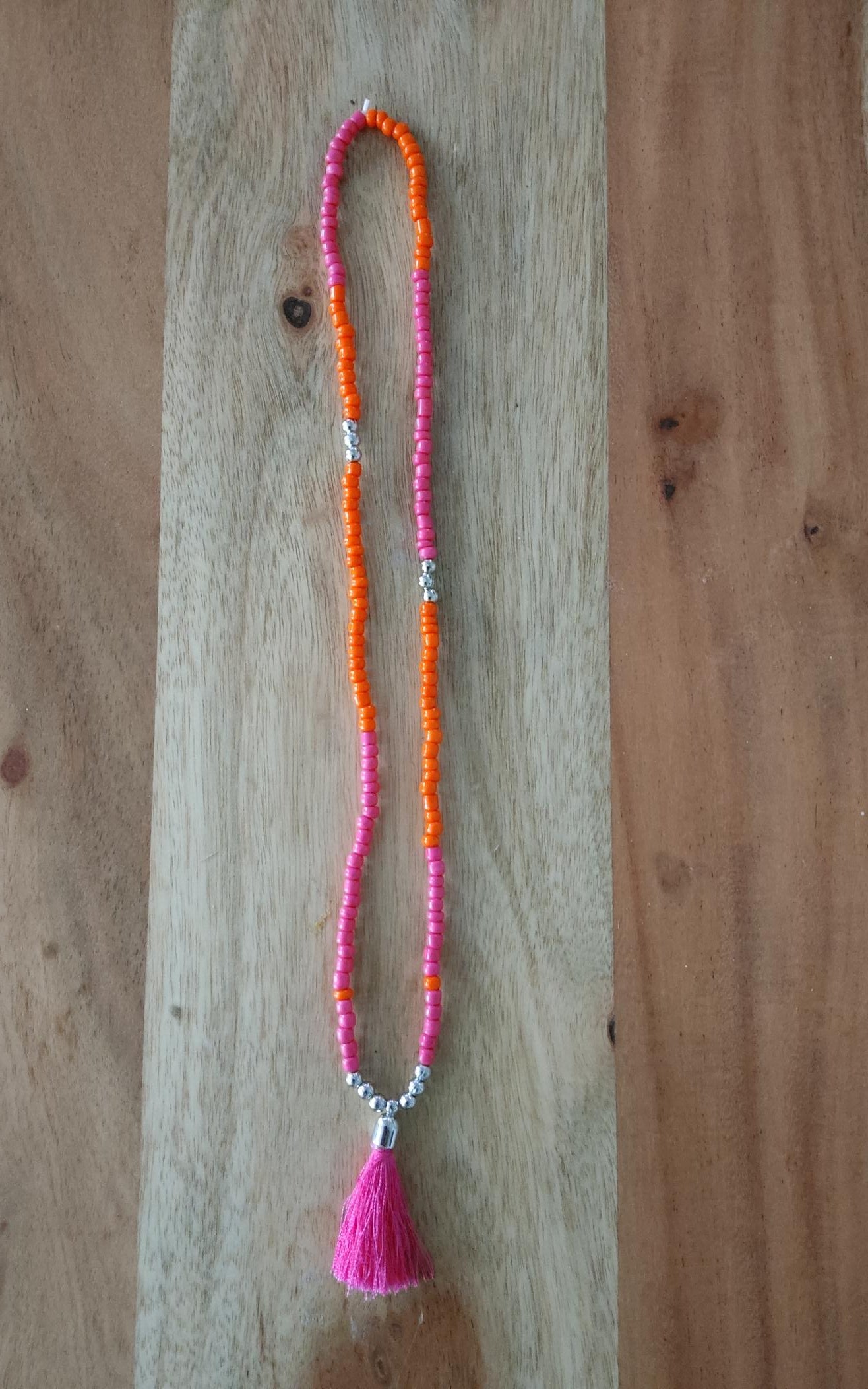 Ibiza Boho Festival Ketten-Set 3 tlg Orange-Pink Hand Made