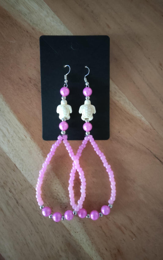 Boho Ohrringe im Ibiza Style Pink Hand Made