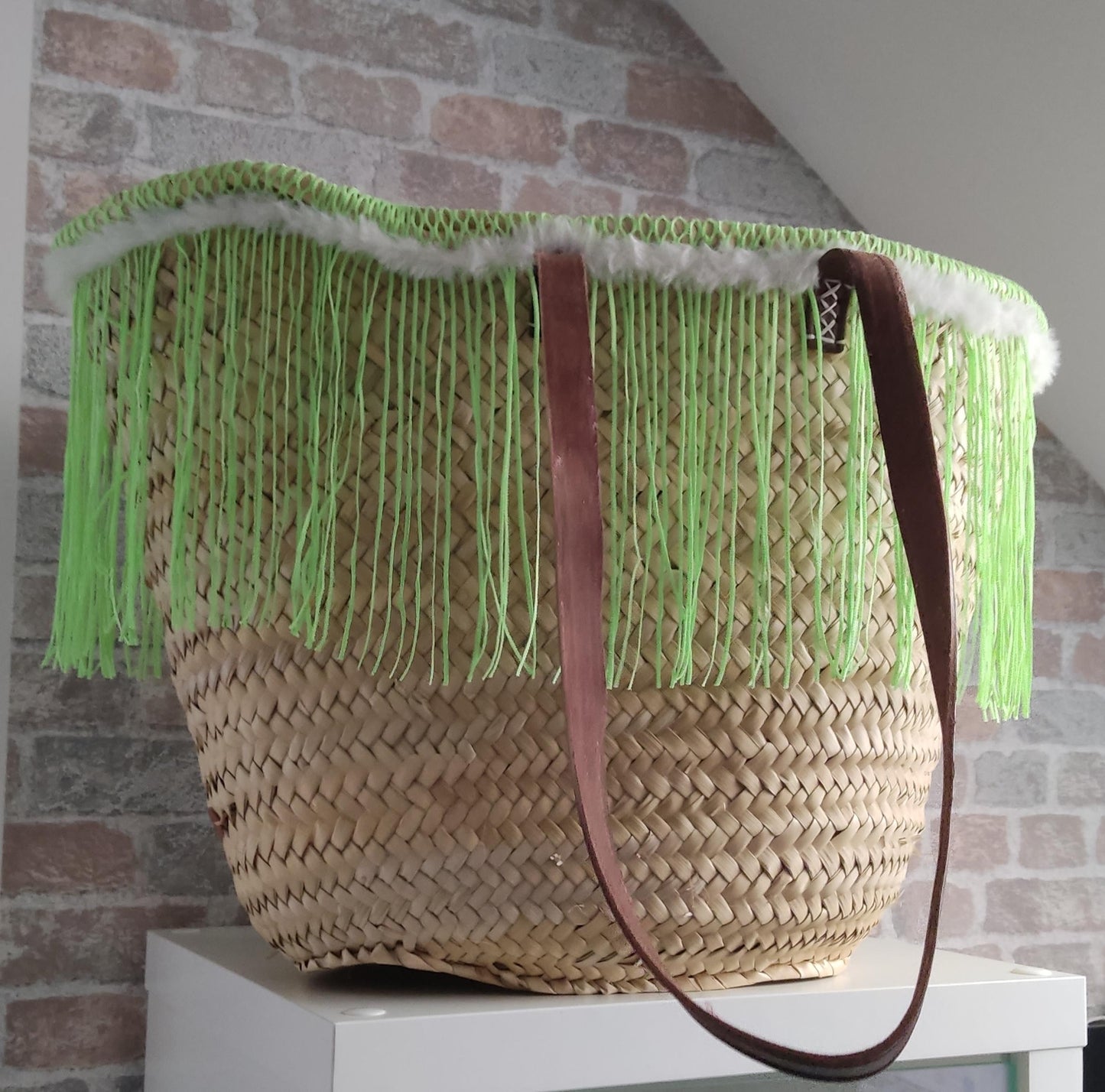 Ibiza Korbtasche Strandtasche XXL Boho Apple Green Hand Made