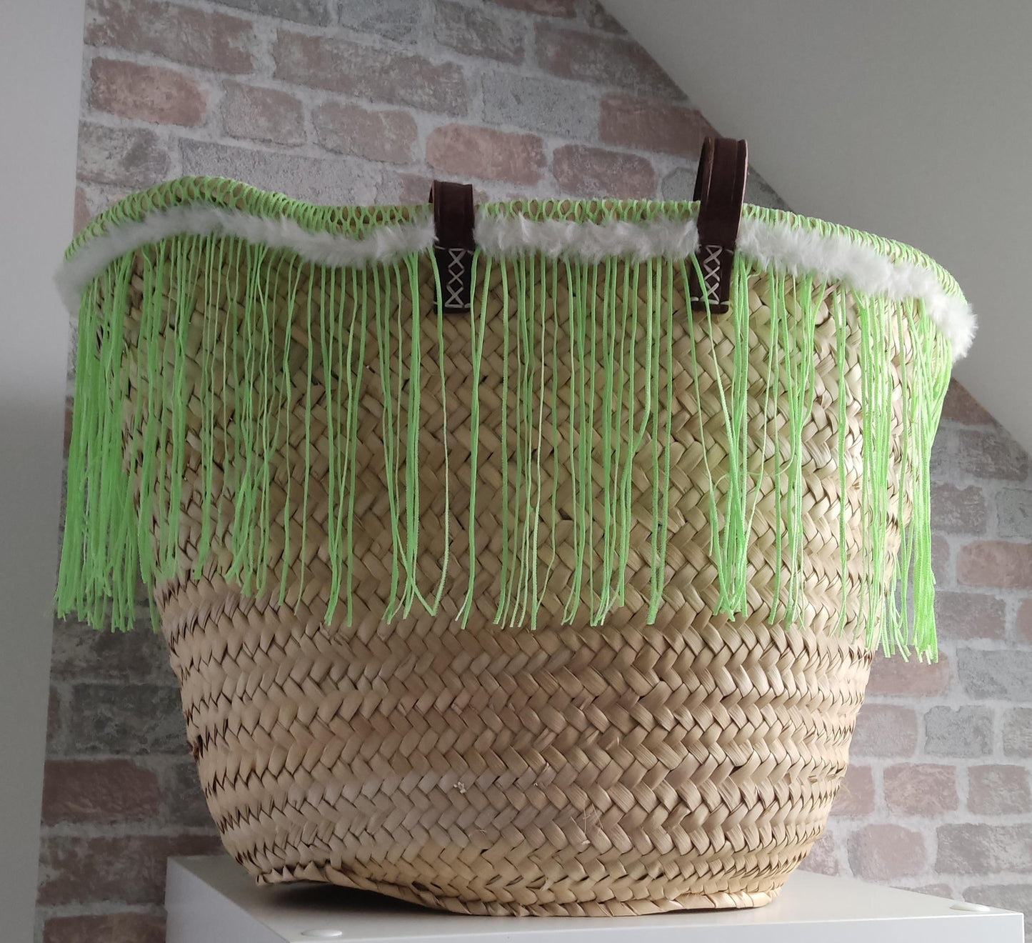 Ibiza Korbtasche Strandtasche XXL Boho Apple Green Hand Made