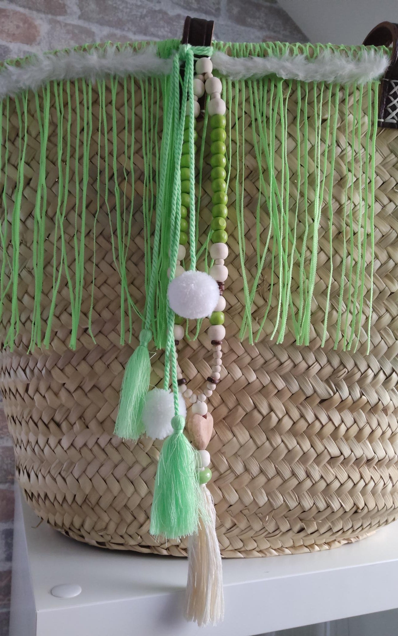 Ibiza Korbtasche Strandtasche XXL Boho Apple Green Hand Made