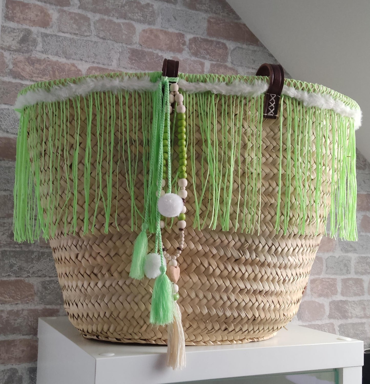 Ibiza Korbtasche Strandtasche XXL Boho Apple Green Hand Made