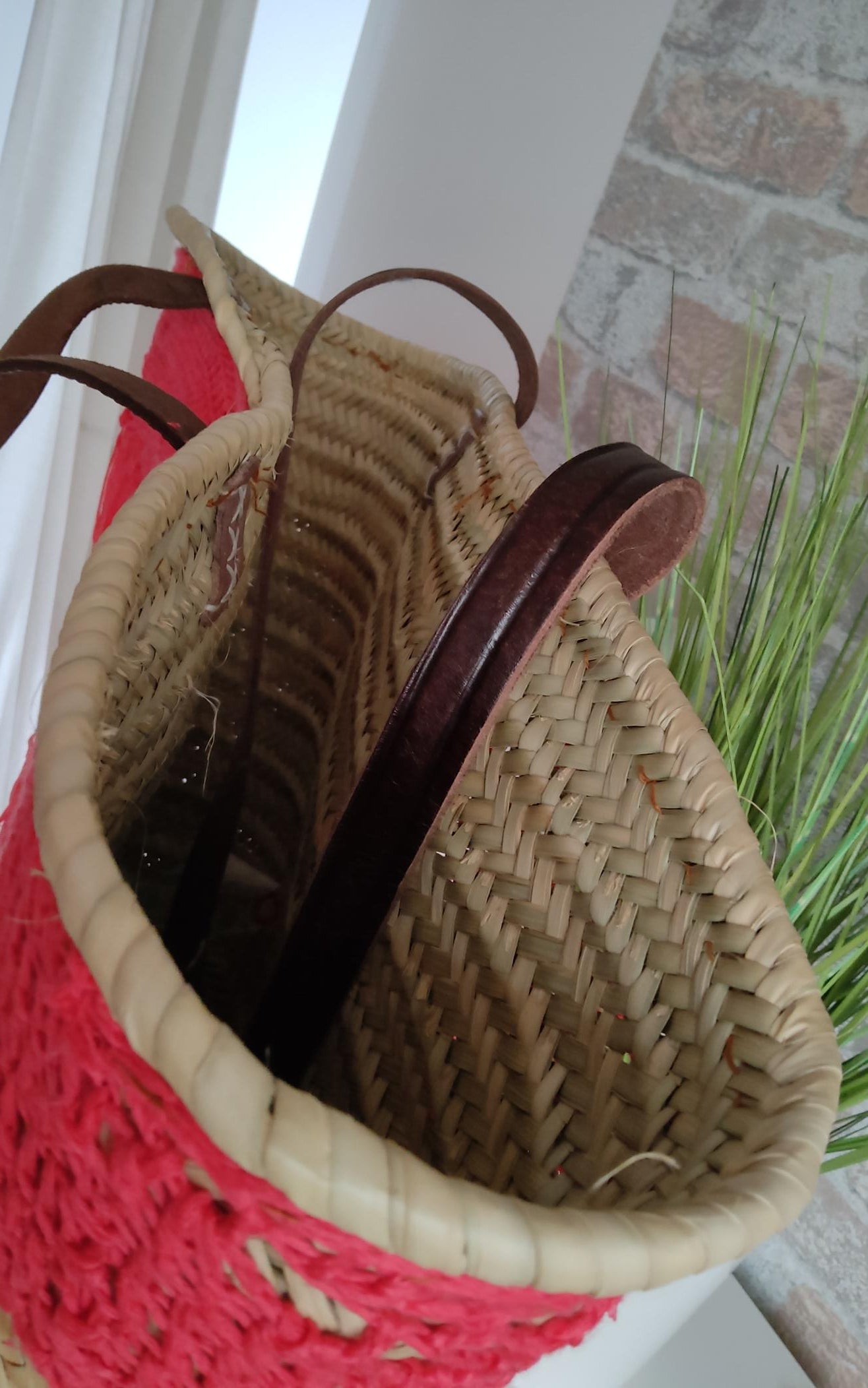 Ibiza Korbtasche Strandtasche XXL Boho Koralle