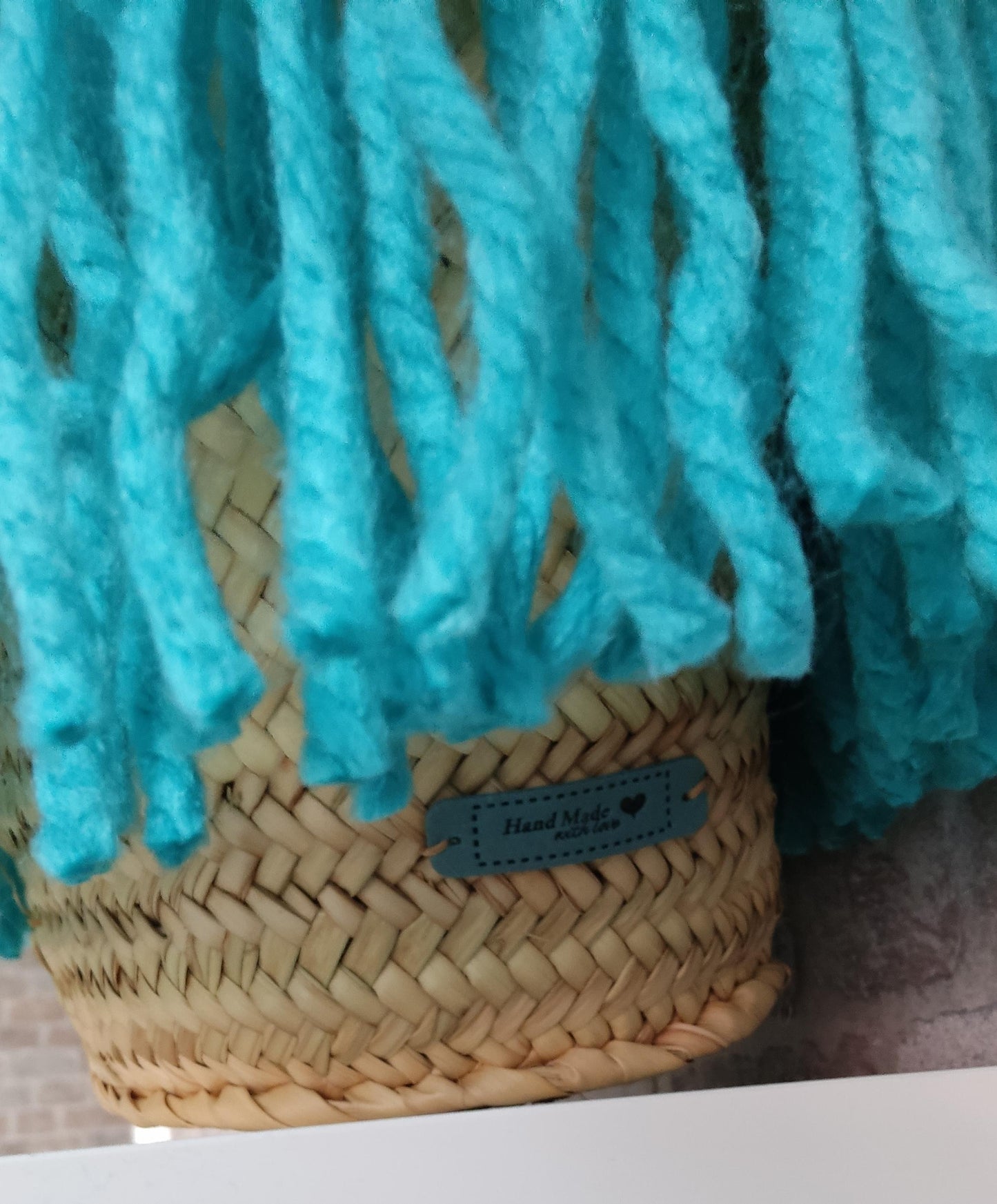 Ibiza Korbtasche Strandtasche XXL Boho Türkis Hand Made