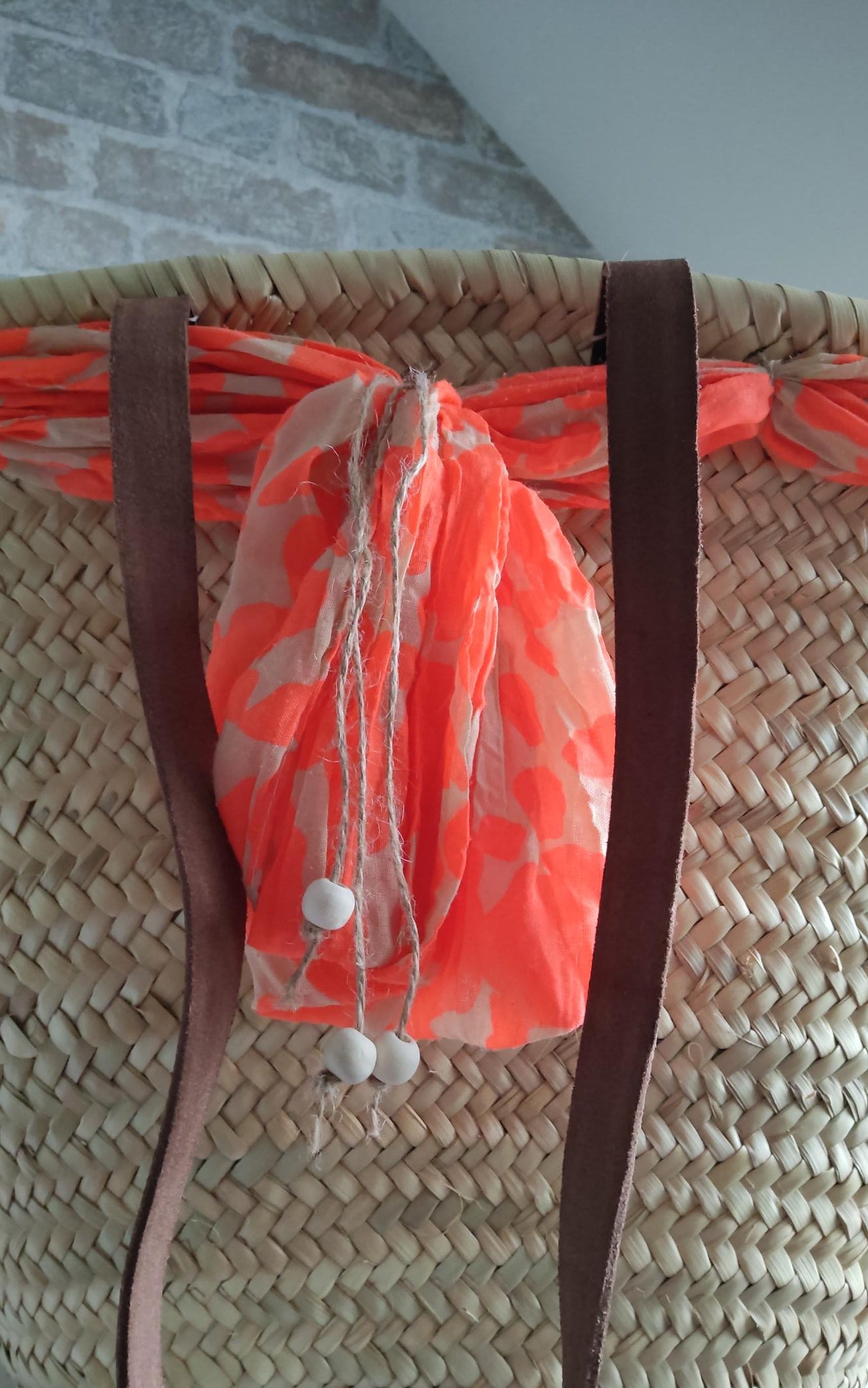 Ibiza Korbtasche Strandtasche XXL Natur mit Deko Tuch