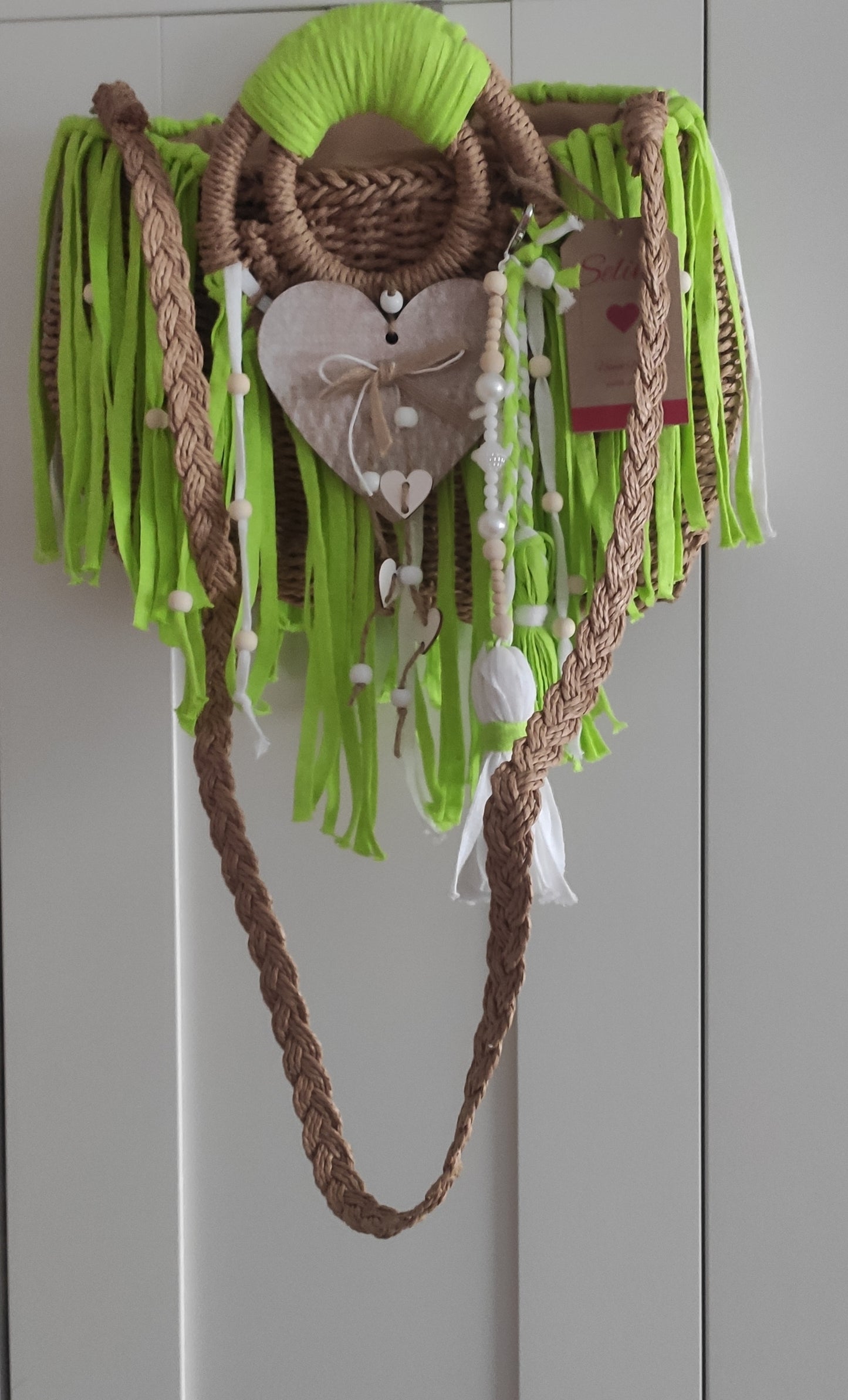 Ibiza Korbtasche Handtasche Boho Apple Green