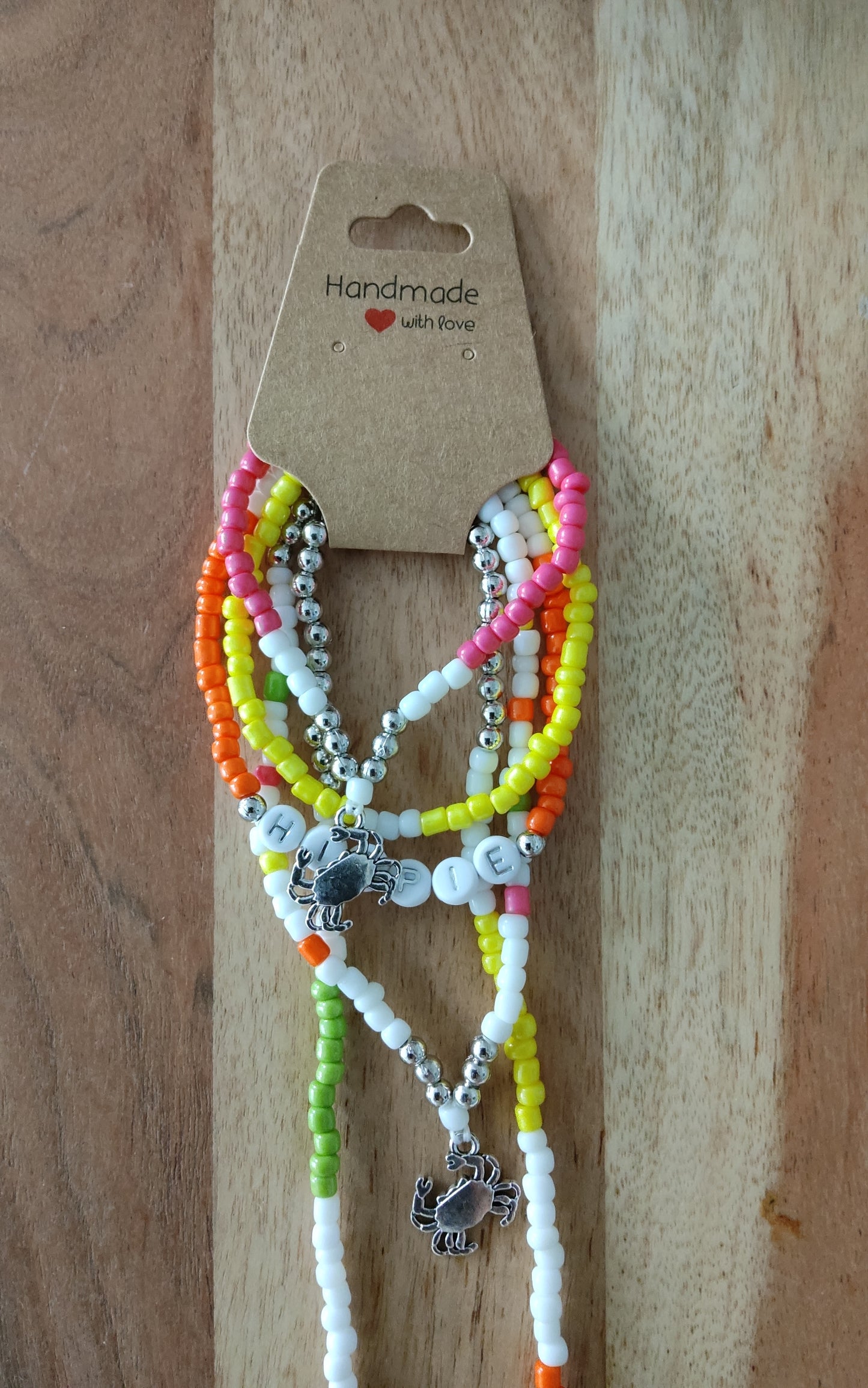 Ibiza Boho Ketten Set 5 tlg. Neon/White Neu