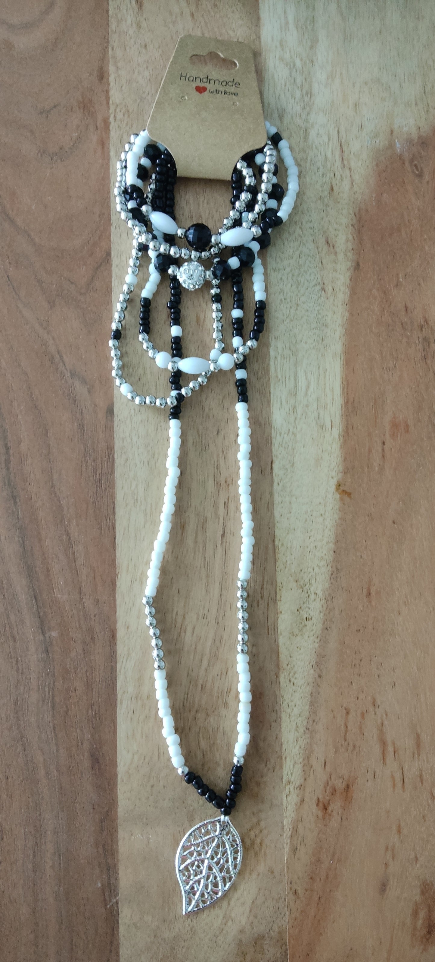 Ibiza Boho Ketten Set 6 tlg. Black/White/Silver Hand Made