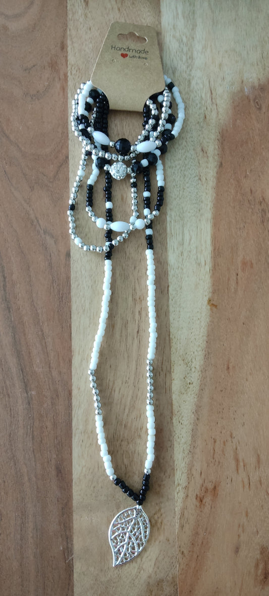 Ibiza Boho Ketten Set 6 tlg. Black/White/Silver Hand Made