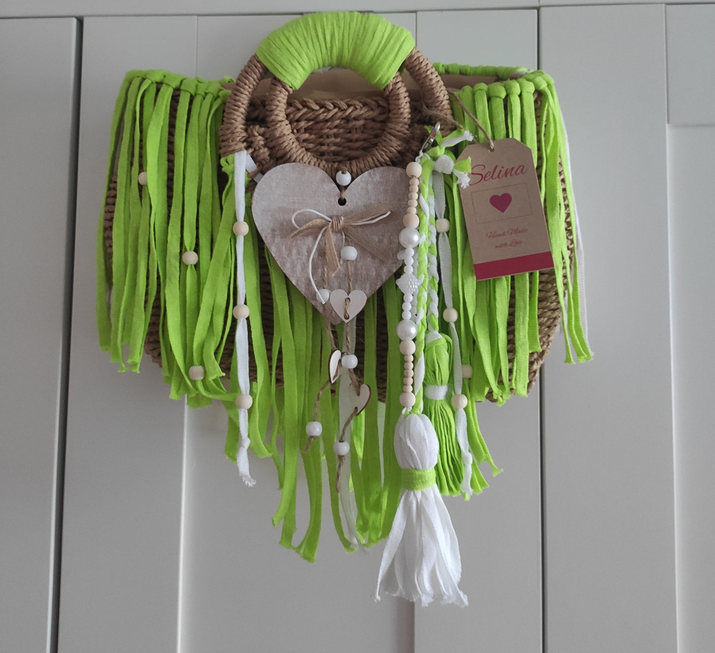 Ibiza Korbtasche Handtasche Boho Apple Green