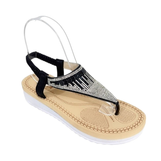 Sandale Beach Strass Open Toe, Black