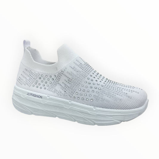 Sneaker Slip On - Strass, White