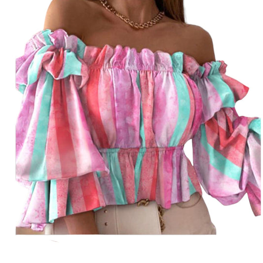 Carmen Bluse Boho Ibiza, Watermelone