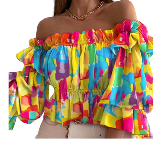 Carmen Bluse Boho Ibiza, Yellow/Colour