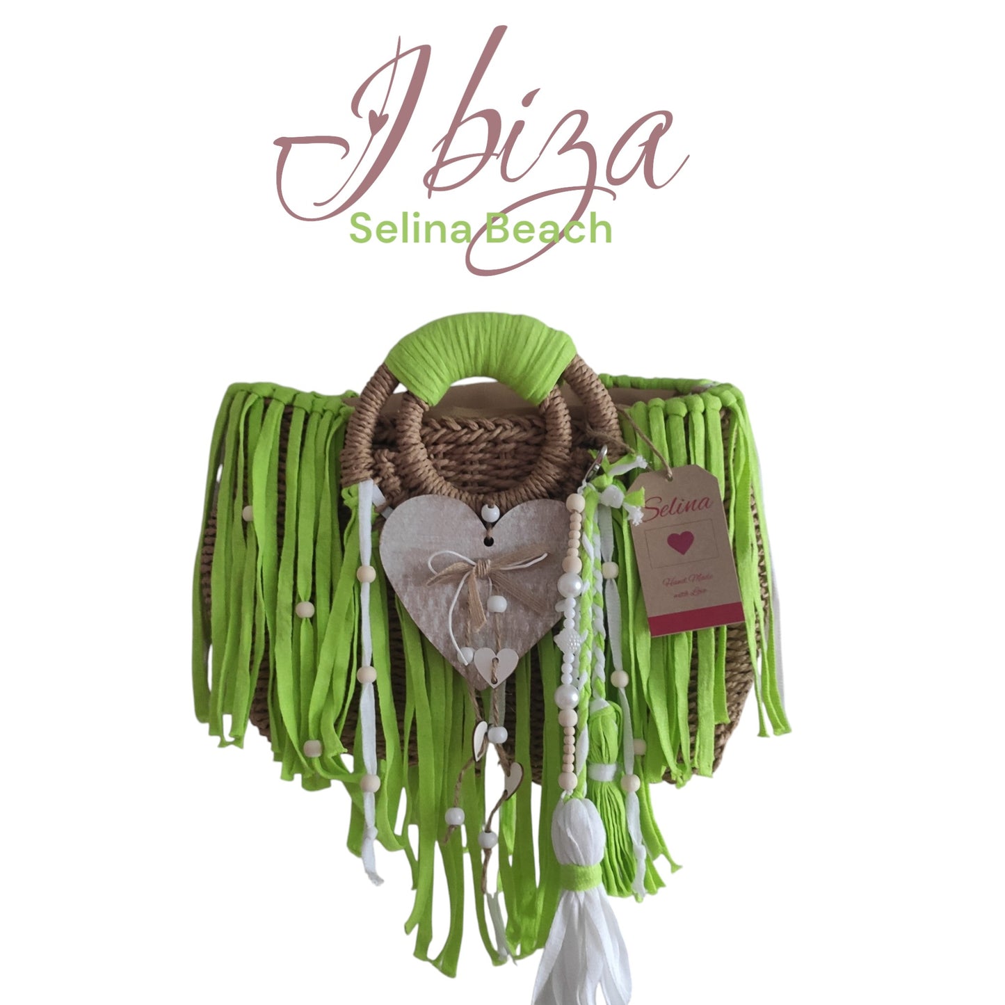Ibiza Korbtasche Handtasche Boho Apple Green
