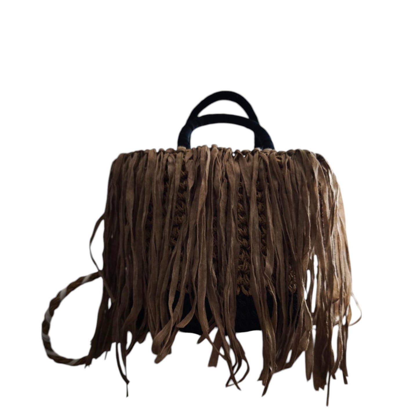 Ibiza Korbtasche Handtasche Boho Mocca/Black & White