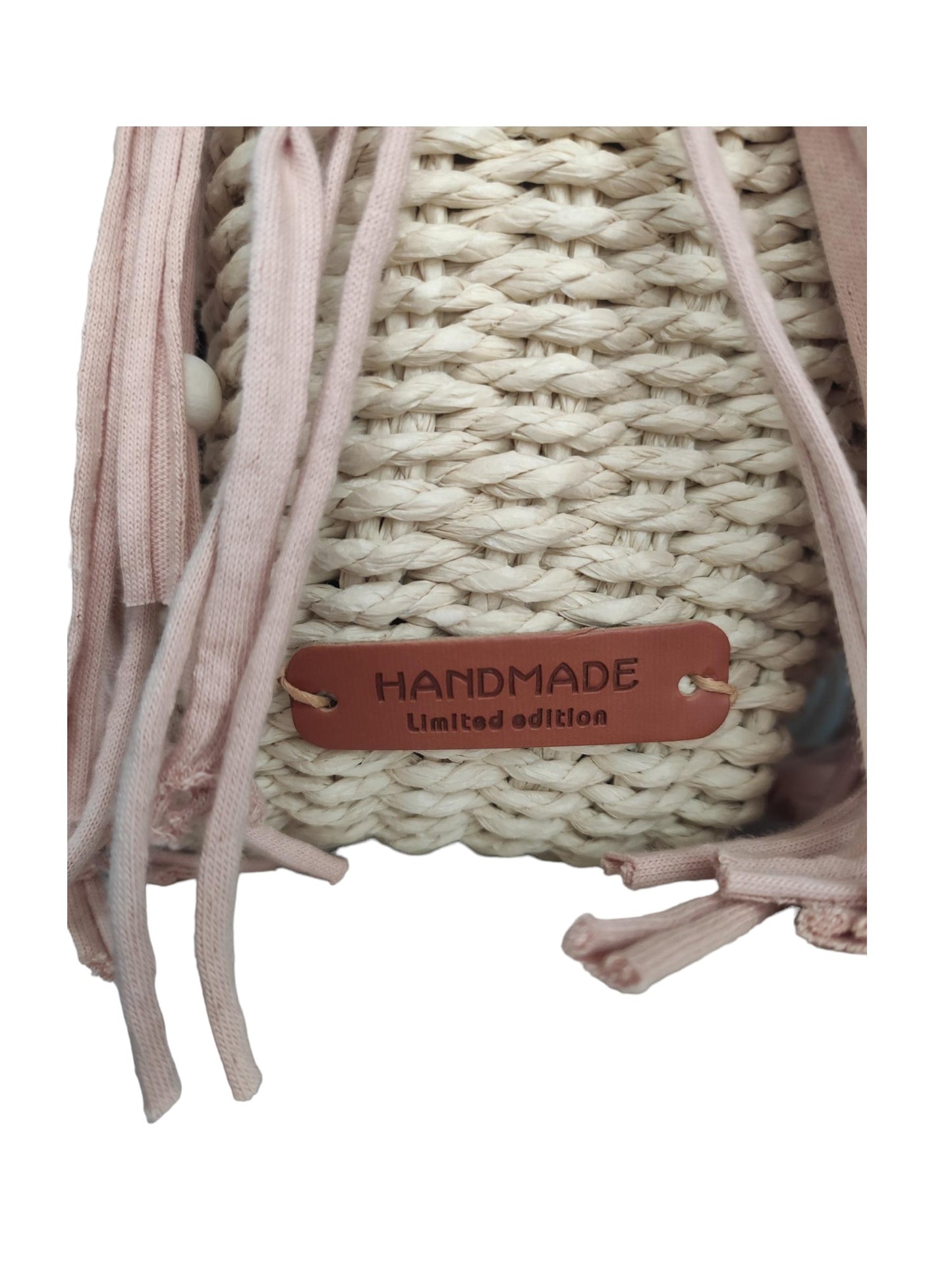 Ibiza Korbtasche Handtasche Boho Hippie, Cappuccino/Black