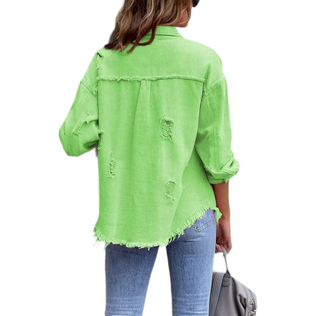 Jeansjacke Long Vintage, Apple Green