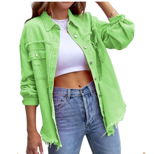 Jeansjacke Long Vintage, Apple Green
