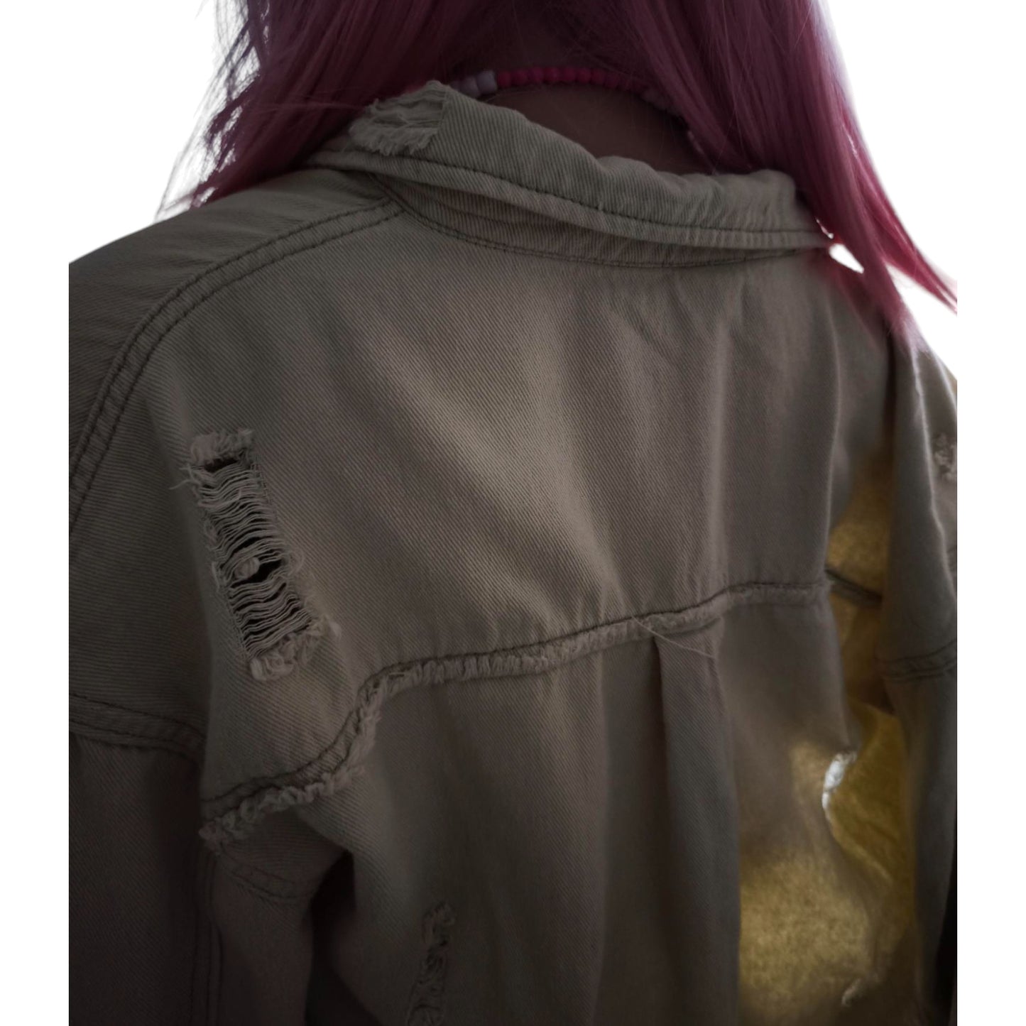 Jeansjacke Kurz Vintage Ibiza, Beige