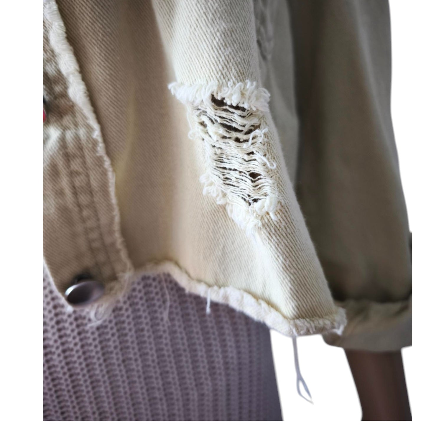 Jeansjacke Kurz Vintage Ibiza, Beige