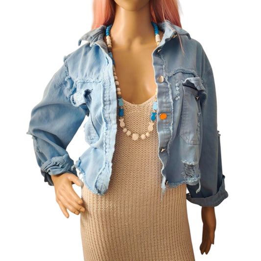 Jeansjacke Kurz Ibiza Vintage, Blue