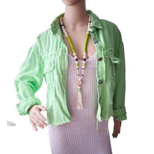 Jeansjacke Kurz Ibiza Vintage, Apple Green