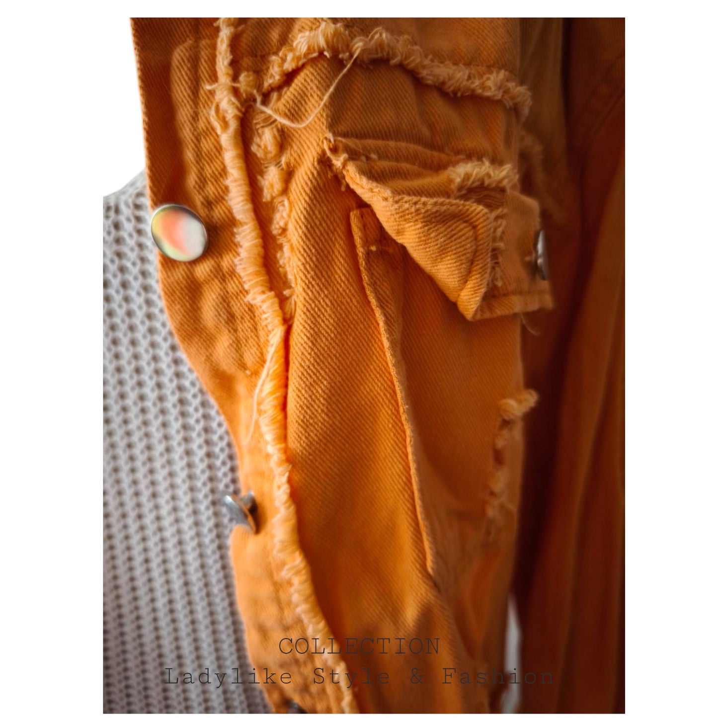Jeansjacke Kurz Vintage Ibiza, Orange