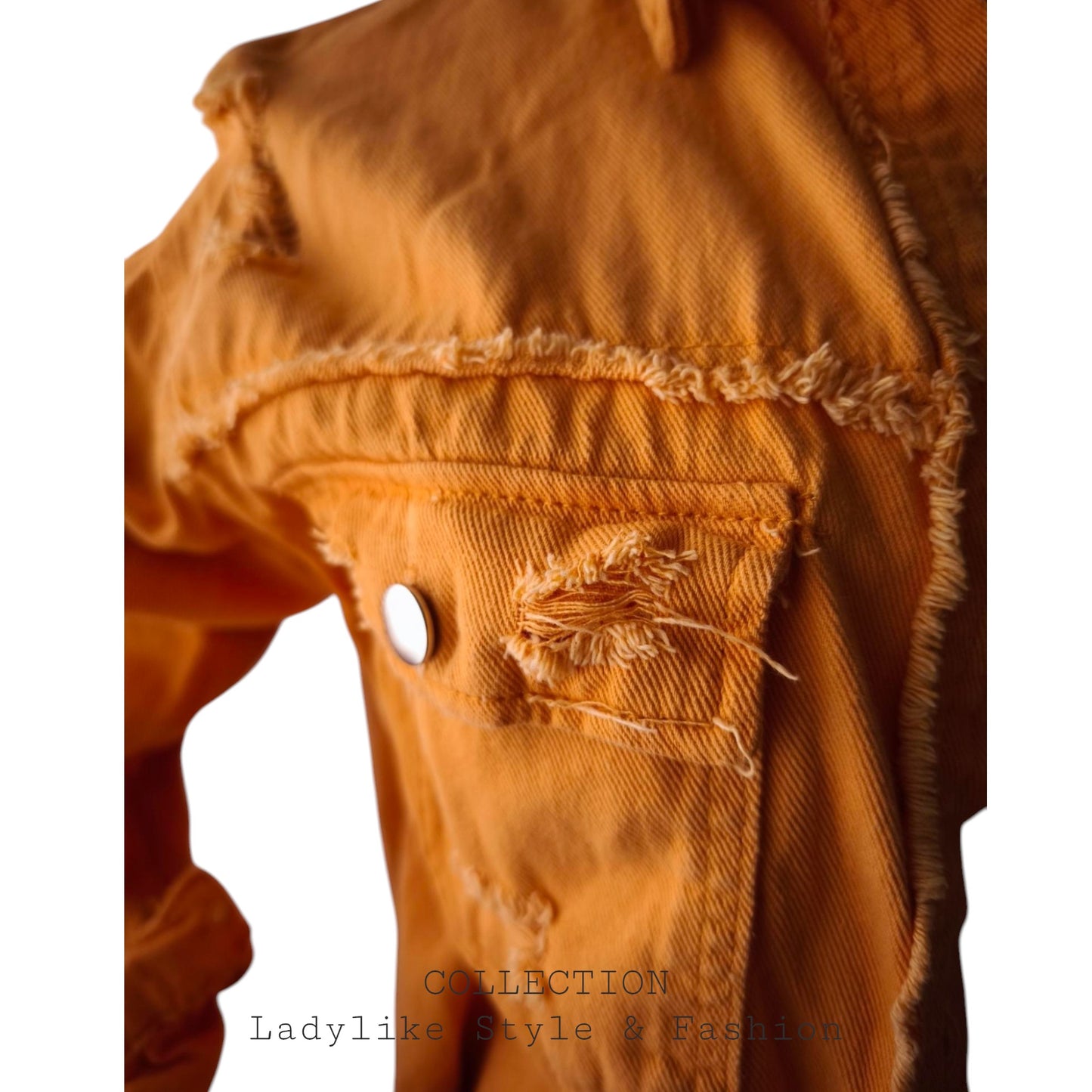 Jeansjacke Kurz Vintage Ibiza, Orange
