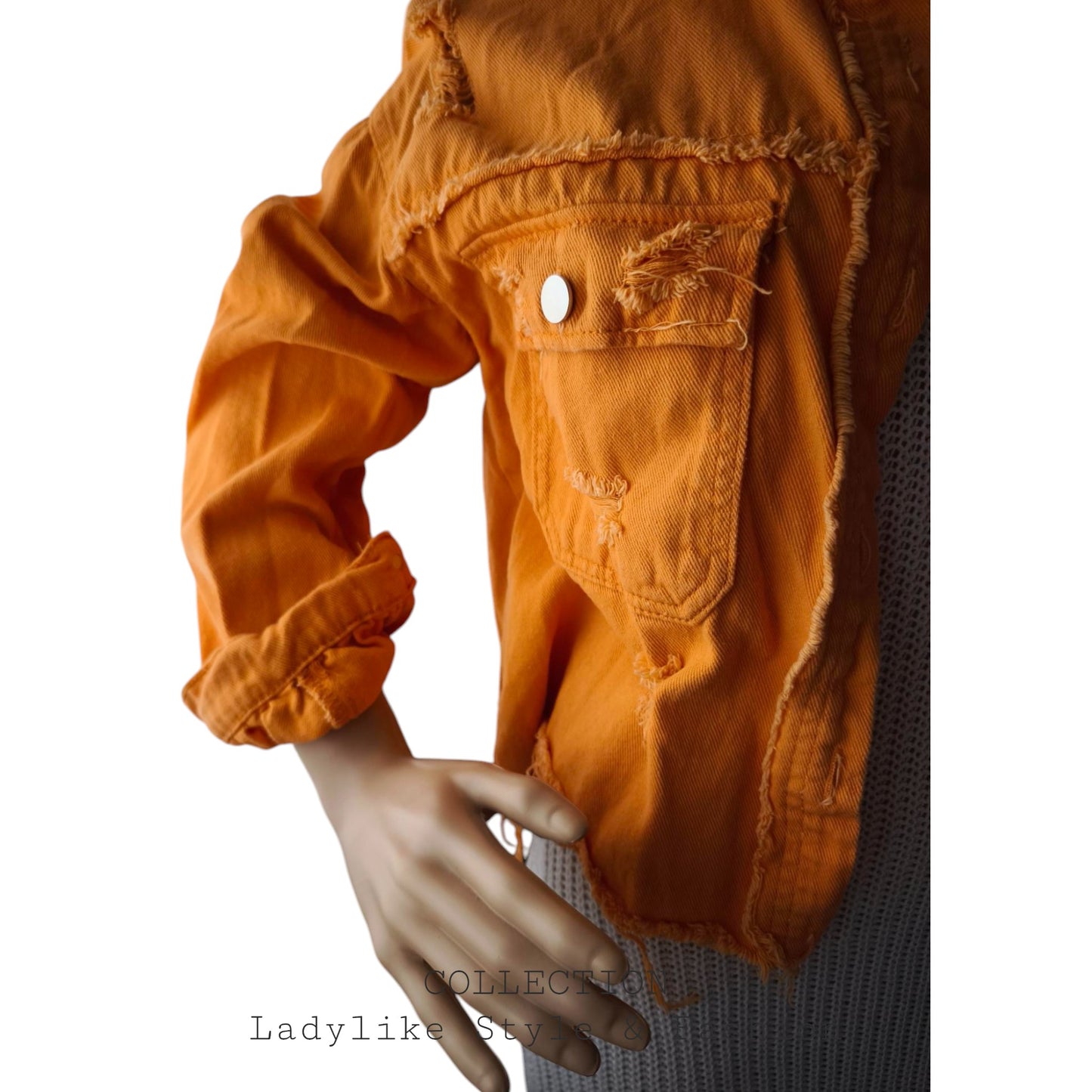 Jeansjacke Kurz Vintage Ibiza, Orange