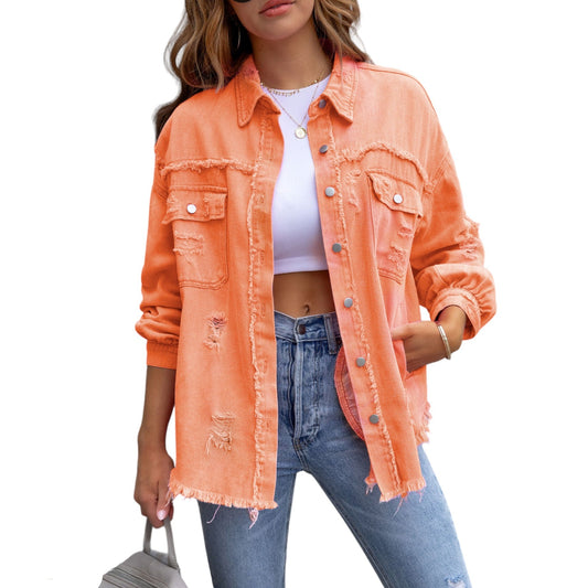 Jeansjacke Long Vintage, Orange