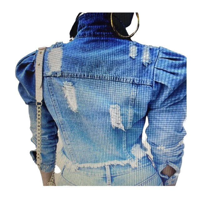 Jeansjacke Biker Used Look Vintage