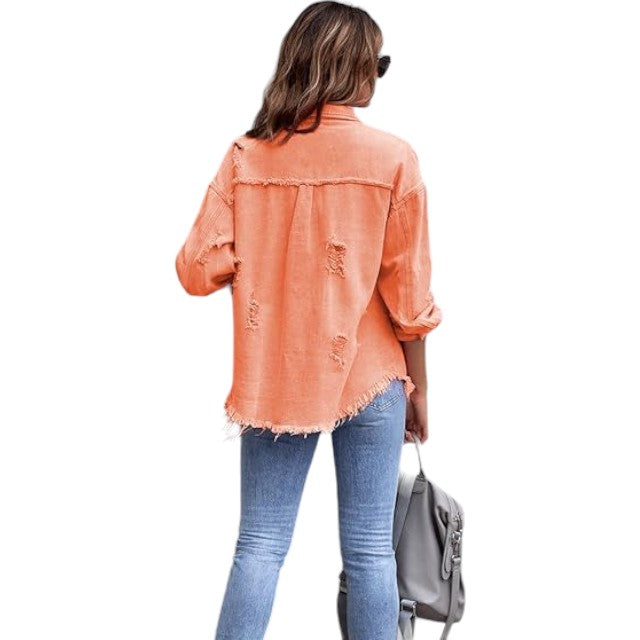 Jeansjacke Long Vintage, Orange