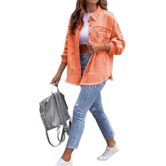 Jeansjacke Long Vintage, Orange