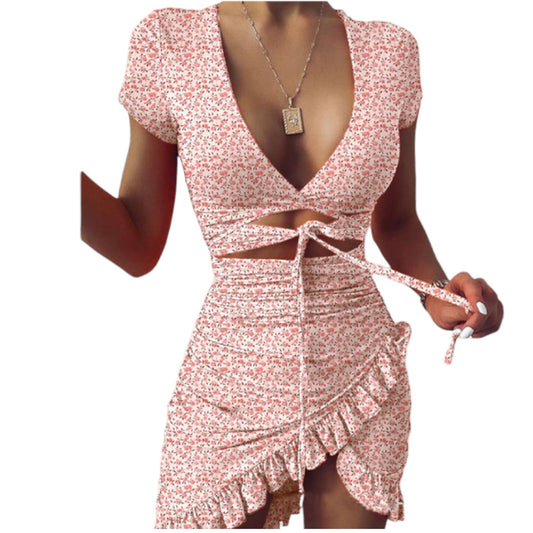 Kleid Bare Midriff, Rosa