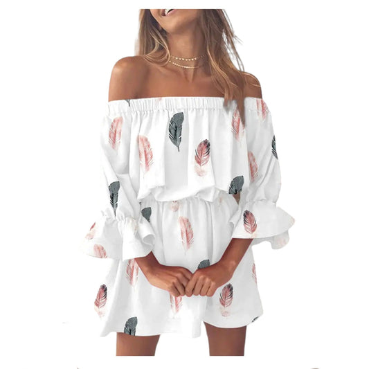 Beach Kleid Carmen, White / Feather