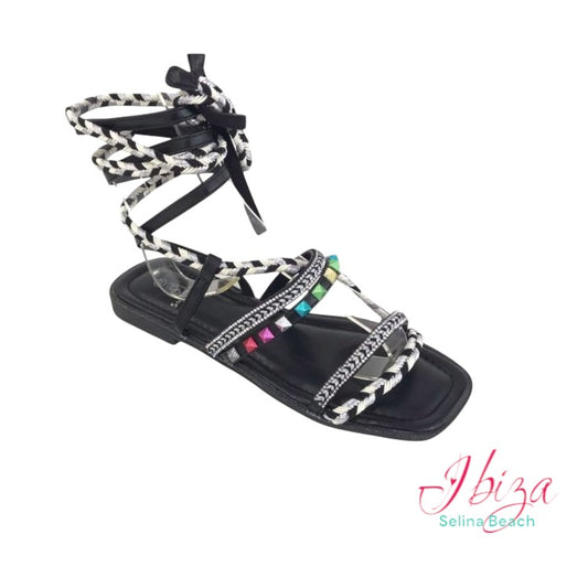 Sandale Ibiza Boho Open Toe, Black