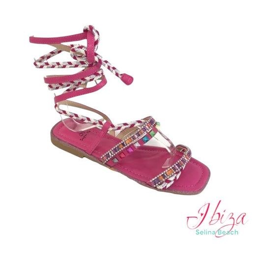 Sandale Ibiza Boho Open Toe, Pink