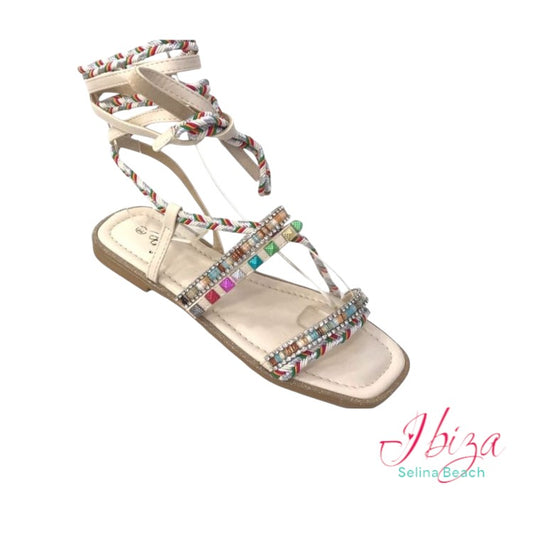 Sandale Ibiza Boho Open Toe, White