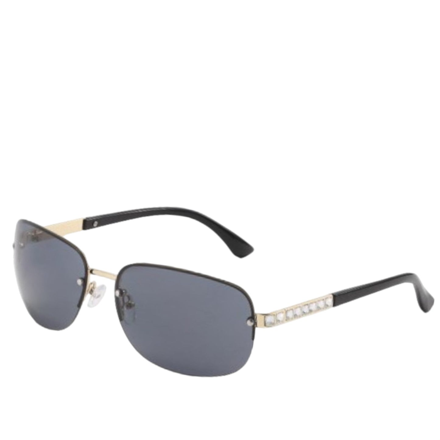 Sonnenbrille Retro, Black/Gold mit Strass