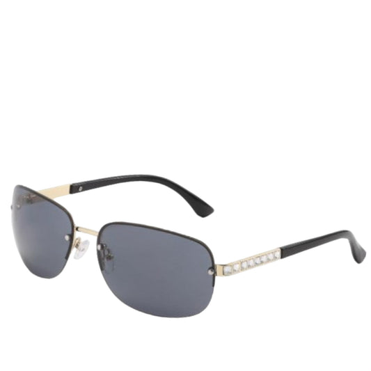 Sonnenbrille Retro, Black/Gold mit Strass