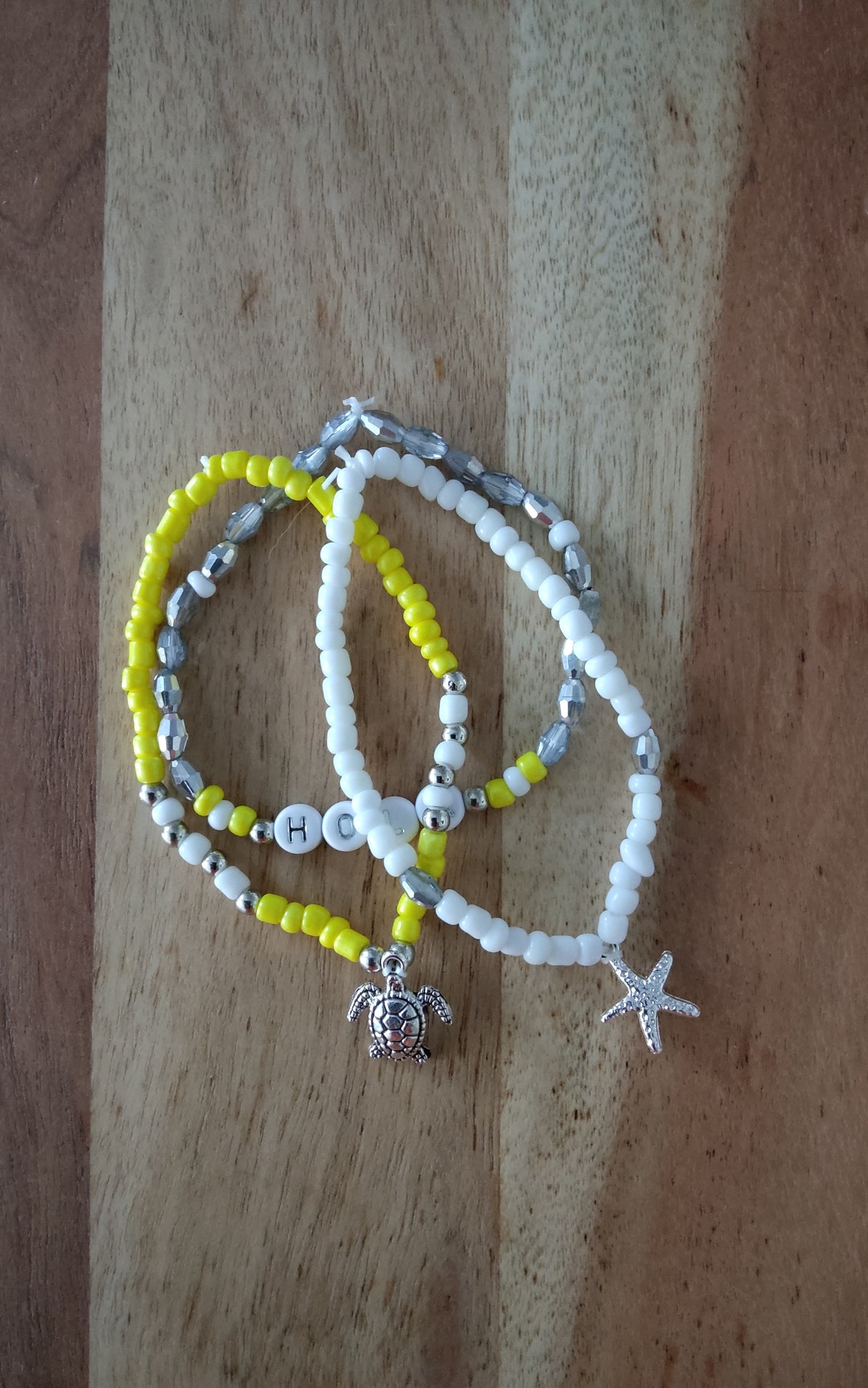 Ibiza Boho Ketten Set 5 tlg. Yellow/White Hand Made