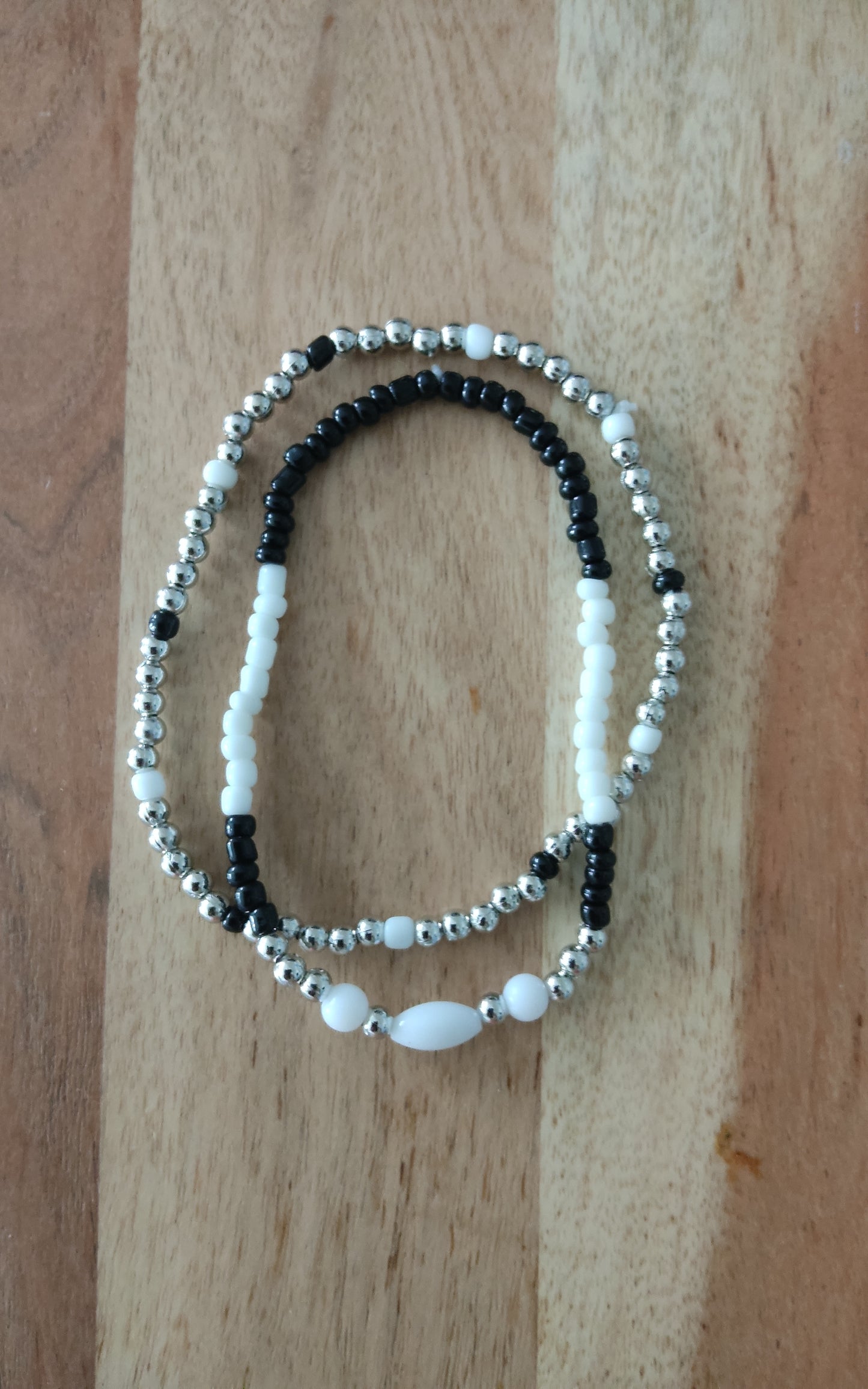 Ibiza Boho Ketten Set 6 tlg. Black/White/Silver Hand Made