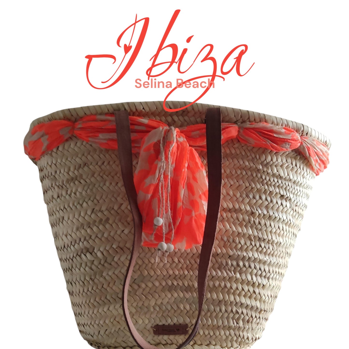 Ibiza Korbtasche Strandtasche XXL Natur mit Deko Tuch