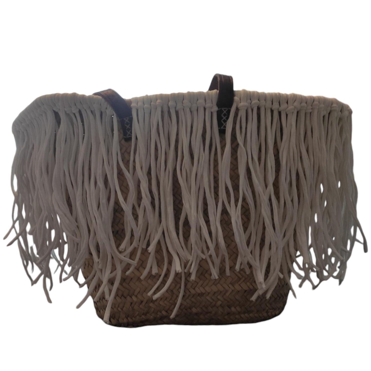 Ibiza Korbtasche XXL Boho Hippie Beach Festival, White